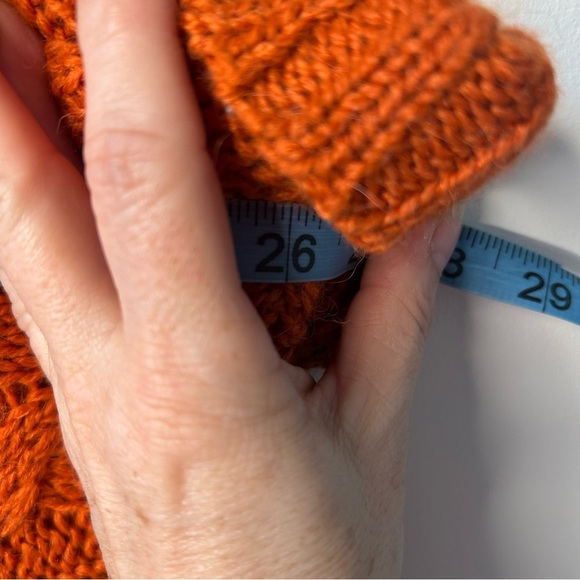NEW Micheal Micheal Kors Alpaca blend orange cable knit cowl neck sweater large - Picture 7 of 8